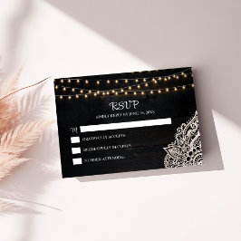 Zwart-wit rustieke Elegance RSVP-kaart Bedankkaart