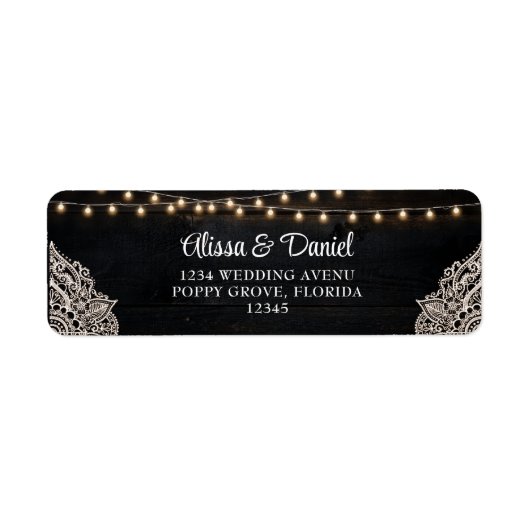 Zwart-Wit Rustieke Elegante Trouwadreslabel Etiket (Voorkant)
