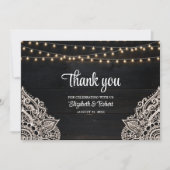Zwart-wit rustieke elegantie bruiloft bedankkaart (Voorkant)