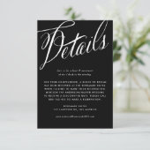 Zwart-wit rustieke kalligrafie Wedding Details Informatiekaartje (Staand voorkant)