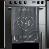 Zwart-wit rustieke krijtbord keukenhanddoek