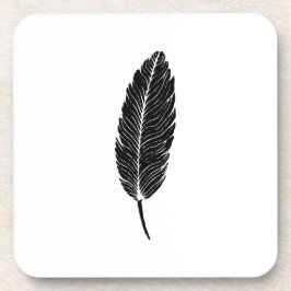 Zwart & Wit rustieke veren Linocut Bier Onderzetter