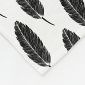 Zwart & Wit rustieke veren Linocut Fleece Deken (Hoek)