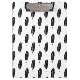 Zwart & Wit rustieke veren Linocut Klembord