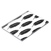 Zwart & Wit rustieke veren Linocut Notitieboek (Linkerzijde)