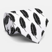 Zwart & Wit rustieke veren Linocut Stropdas (Opgerold)