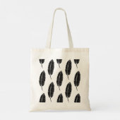 Zwart & Wit rustieke veren Linocut Tote Bag (Achterkant)