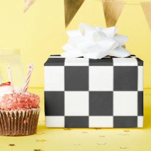 Zwart Wit Rut Schaakbord Patroon Cadeaupapier