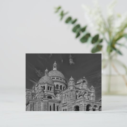 Zwart Wit Sacre Coeur Parijs Europa Reizen Briefkaart (Staand voorkant)