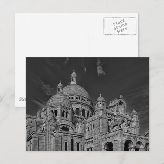 Zwart Wit Sacre Coeur Parijs Europa Reizen Briefkaart (Voorkant / Achterkant)