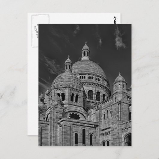 Zwart Wit Sacre Coeur Parijs Europa Reizen Briefkaart (Voorkant / Achterkant)
