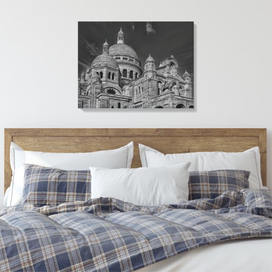 Zwart Wit Sacre Coeur Parijs Europa Reizen Canvas Afdruk (Insitu (Slaapkamer))