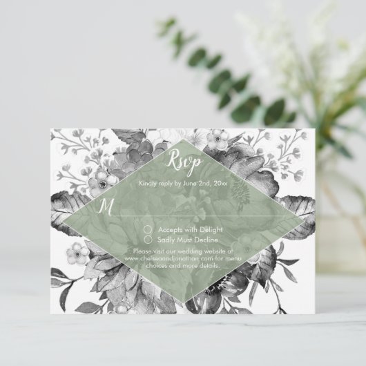  Zwart Wit Sage Groen RSVP (Staand voorkant)