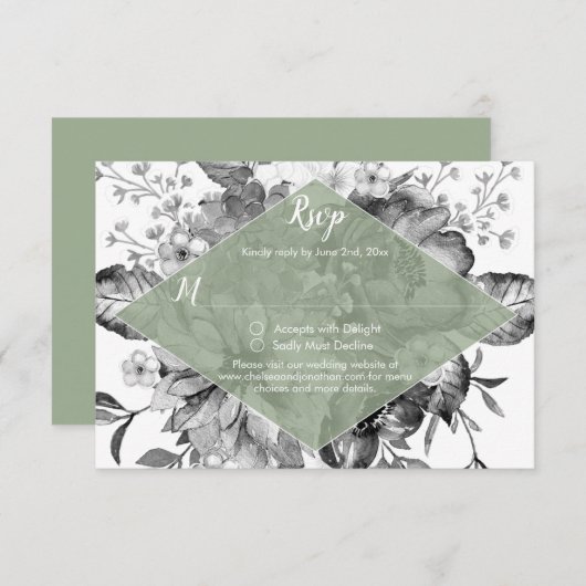  Zwart Wit Sage Groen RSVP (Voorkant / Achterkant)