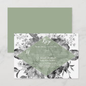  Zwart Wit Sage Groen RSVP Kaartje (Voorkant / Achterkant)