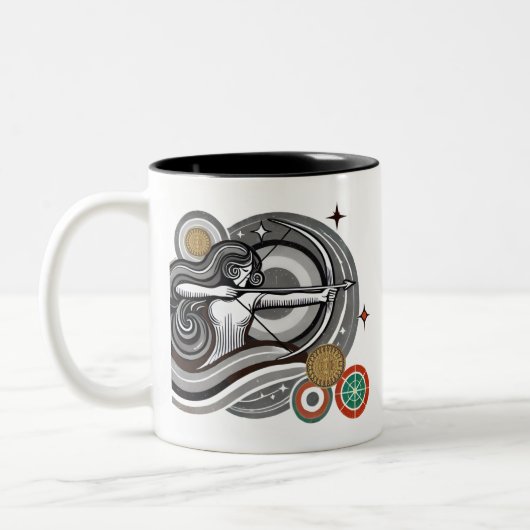 Zwart-wit Sagittarius Zodiac Coffee Mok (Links)