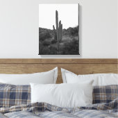 Zwart-wit Saguaro Cactus 11x14 Canvas Afdruk (Insitu (Slaapkamer))