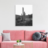 Zwart-wit Saguaro Cactus 16x20 Canvas Afdruk (Insitu (Woonkamer))