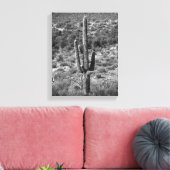 Zwart-wit Saguaro Cactus in Sagebrush 11x14 Canvas Afdruk (Insitu (Woonkamer))