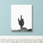 Zwart-wit Saguaro Cactus op de top van de heuvel 1 Canvas Afdruk (Insitu (Houten vloer))