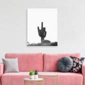 Zwart-wit Saguaro Cactus op de top van de heuvel 1 Canvas Afdruk (Insitu (Woonkamer))