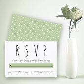 Zwart, wit, salie groene typografie bruiloft RSVP