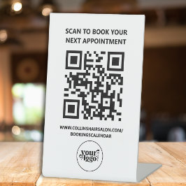 Zwart Wit Salon QR Code Afspraak Reserveren Reclamebord Met Voetstuk