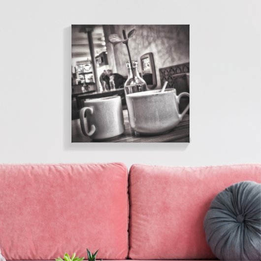 Zwart & wit salontafel klein canvas print (Insitu (Woonkamer))