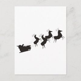 Zwart-wit Santa en zijn slee Feestdagenkaart