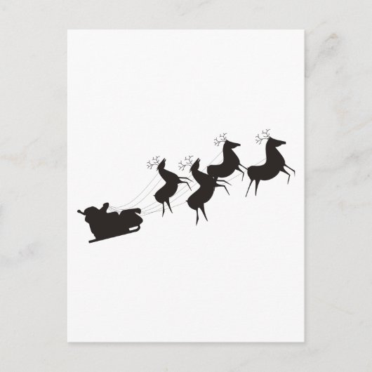 Zwart-wit Santa en zijn slee Feestdagenkaart (Voorkant)