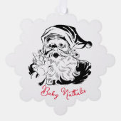 Zwart-wit Santa Illustratie Ornament Kaart (Voorkant)