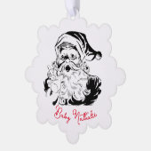 Zwart-wit Santa Illustratie Ornament Kaart (Links)