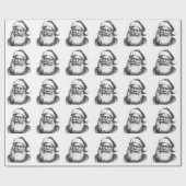 zwart-wit Santa White Cadeaupapier (Vlak)