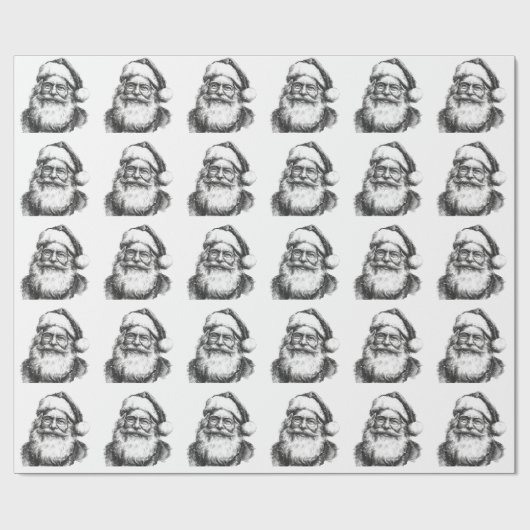  zwart-wit Santa White Cadeaupapier (Vlak)