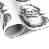 zwart-wit Santa White Cadeaupapier (Rol Hoek)