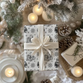  zwart-wit Santa White Cadeaupapier