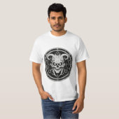Zwart-wit Satan Graphic T-shirt (Voorkant volledig)