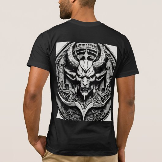Zwart-wit Satan Logo T-shirt (Achterkant)