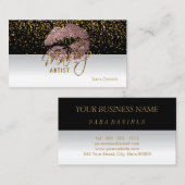 Zwart-wit Satin Dusty Roos Licht Visitekaartje (Voorkant / Achterkant)