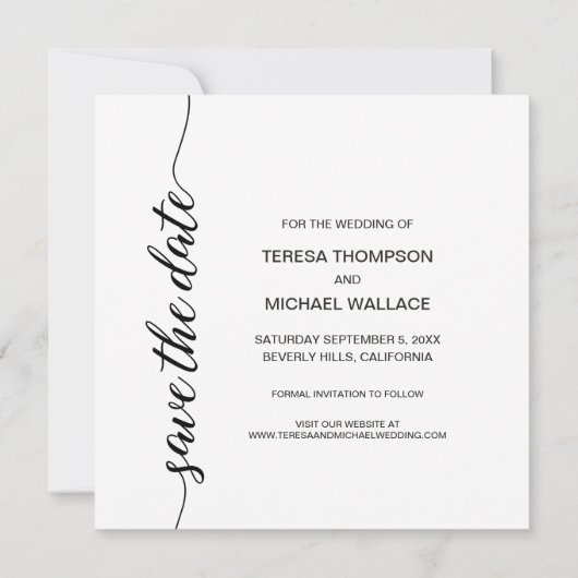 Zwart-wit "Save the Date" (Achterkant)