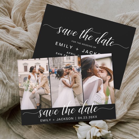 Zwart Wit Save the Date 3 Foto Elegant Modern