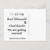 Zwart-Wit! Save the date Aankondigingskaart (Achterkant)