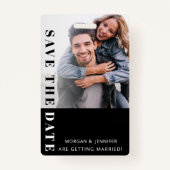 Zwart-wit Save the Date Badge (Voorkant)
