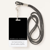 Zwart-wit Save the Date Badge (Achterkant met draagriem)