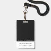 Zwart-wit Save the Date-badge Badge (Achterkant met lanyard)