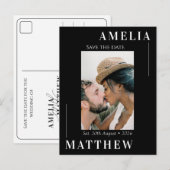 Zwart-wit Save the Date Bruiloft Briefkaart (Voorkant / Achterkant)