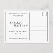 Zwart-wit Save the Date Bruiloft Briefkaart (Achterkant)