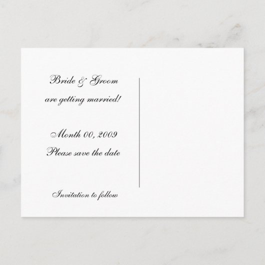 Zwart-wit Save the Date Foto Briefkaarten (Achterkant)