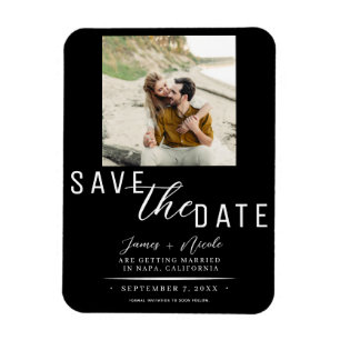Zwart & Wit Save the Date Foto Huwelijk Magneet
