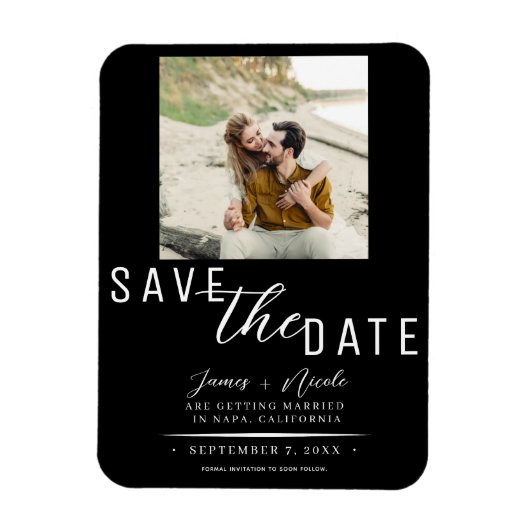 Zwart & Wit Save the Date Foto Huwelijk Magneet (Verticaal)